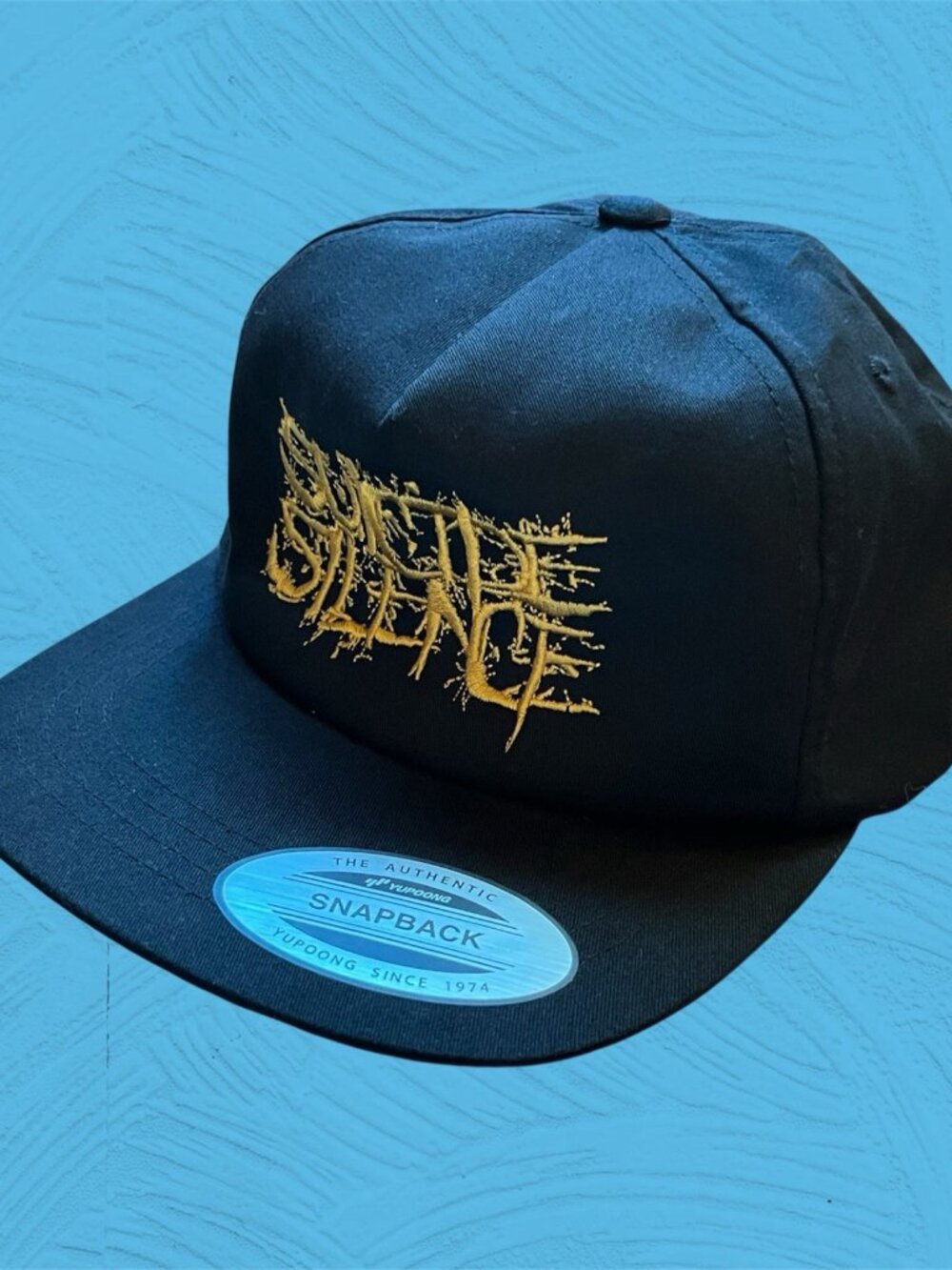 Official Suicide Silence Cap Yupoong Black Hat Gold Embroidered Logo Snap Back